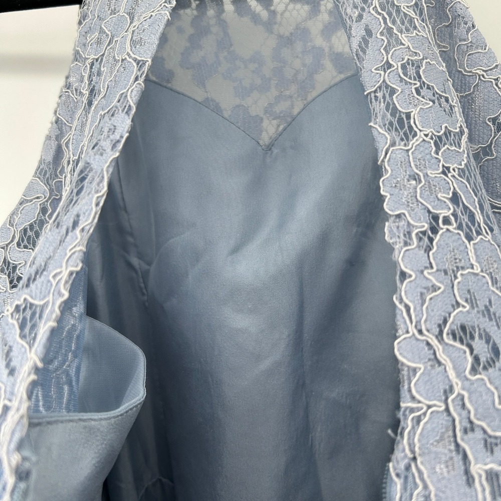JJ's House Steel Blue Lace Halter Maxi Dress Wedding Occasion Junior 14 NWT - Picture 10 of 12